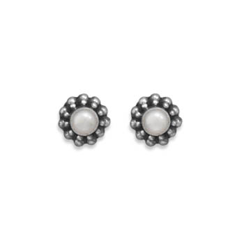 4mm White Cultured Freshwater Pearl Bead Post Earrings