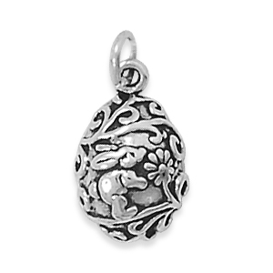 Egg with Bunny & Flowers Charm
