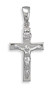 Rhodium Plated Crucifix Pendant