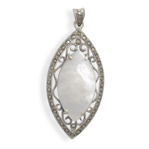 Marcasite and White Shell Pendant