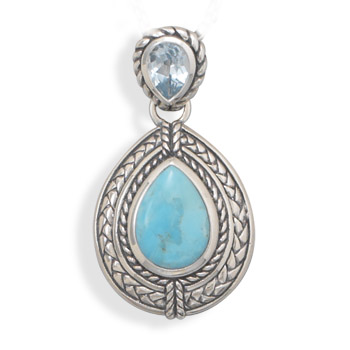 Blue Topaz and Turquoise Pendant