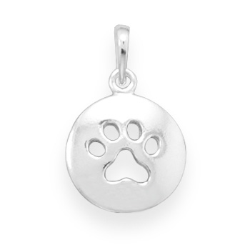 Round Cut Out Paw Print Pendant