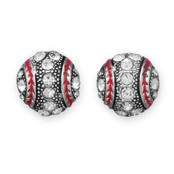 Crystal Baseball Fashion Earrings