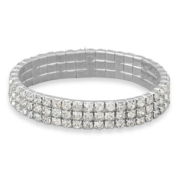 3 Row Crystal Fashion Stretch Bracelet