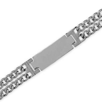 8.5" Stainless Steel Double Strand Men's ID Bracelet