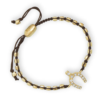 Adjustable Crystal Wishbone Fashion Bracelet