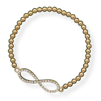 Gold Tone Bead Crystal Infinity Fashion Bracelet