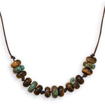 22" Tiger's Eye and Turquoise Men's Fashion Necklace