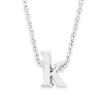 16" + 2" Rhodium Plated Brass Initial "k" Necklace