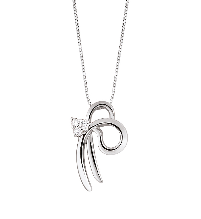 Twisted Ribbon Exclusive Necklace 0.06 Ct Diamonds 18K White Gold