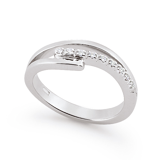 Extraordinary 3-Strand Wedding Ring 0.07 Ct Diamonds 18K White Gold