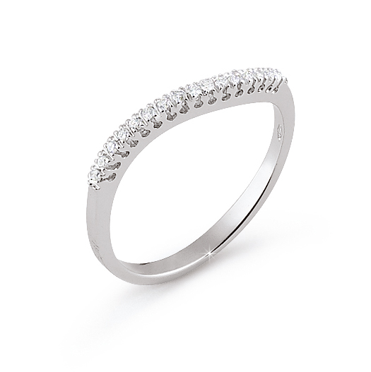 Curved Pave Wedding Ring 0.09 Ct Diamonds 18K White Gold
