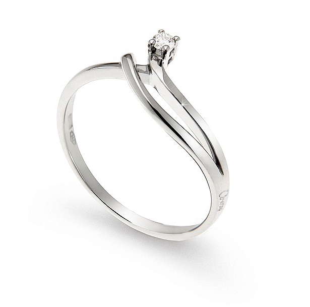 Unique Split Shank Engagement Ring 0.04 Ct Diamonds 18K White Gold