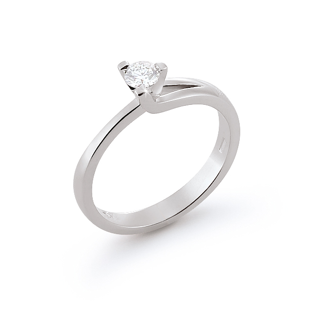 Classic Italian Engagement Ring 0.24 Ct Diamonds 18K White Gold