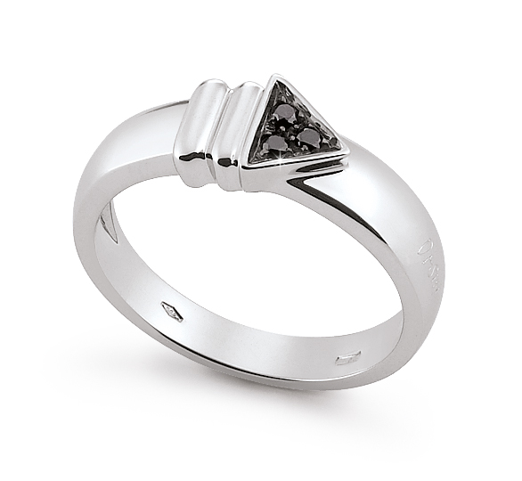 Mens Italian Arrow Wedding Ring 0.13 Ct Diamonds 18K White Gold
