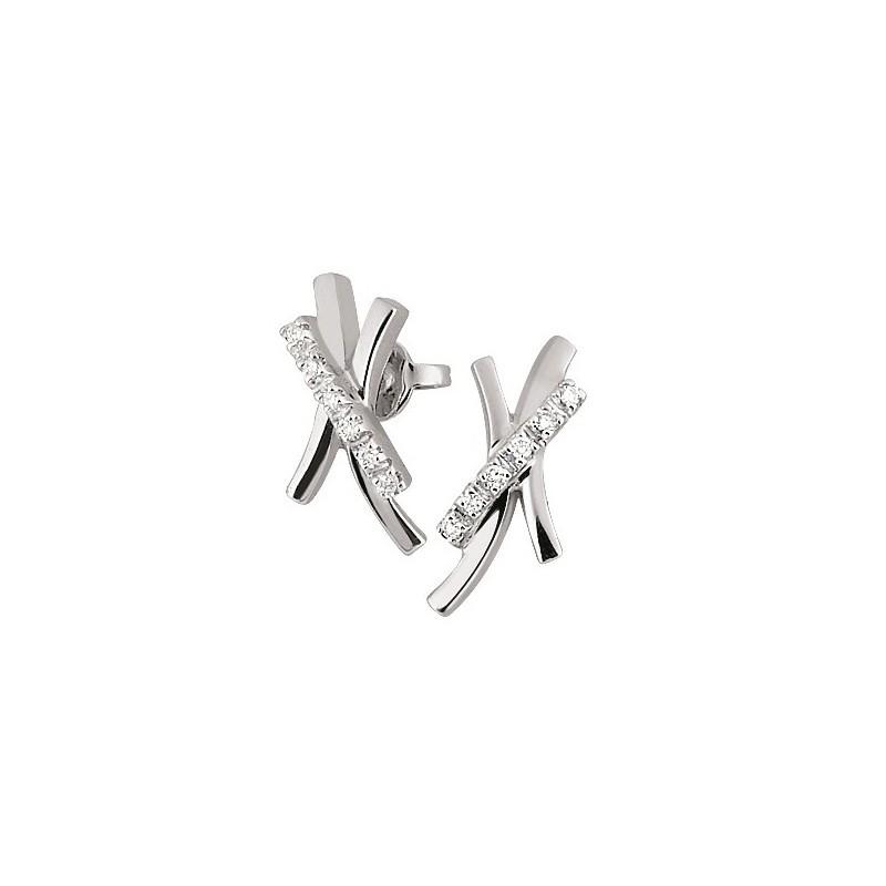 Italian X Earrings with 1/10CT Diamonds