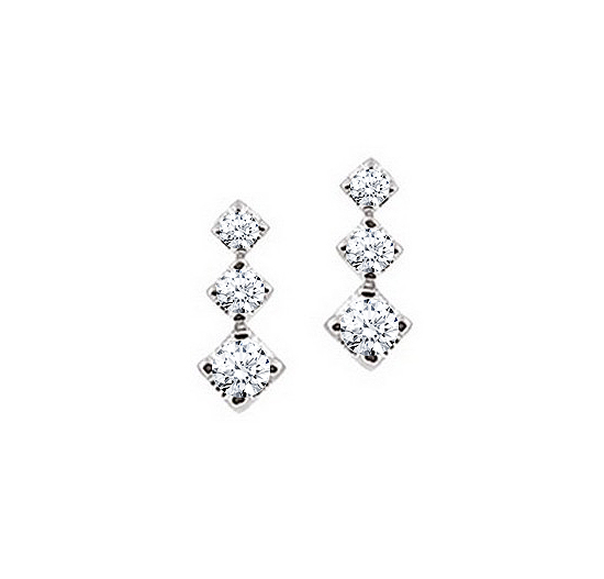 1/3CT Diamond 3 Stone Italian Earrings