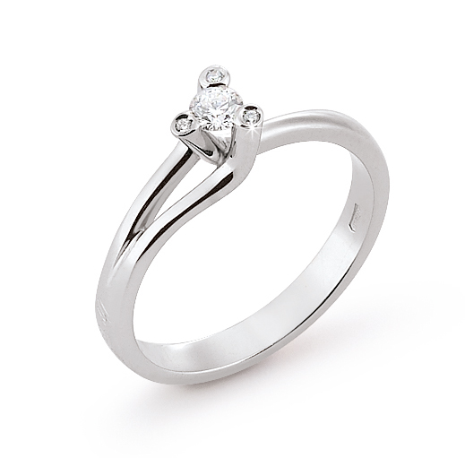 Italian Split Shank Diamond Engagement Ring 18K Gold