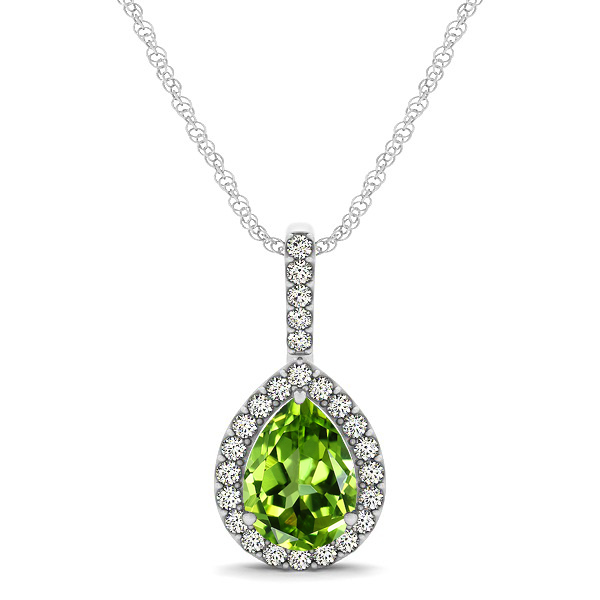 Classic Drop Necklace with Pear Cut Peridot Pendant