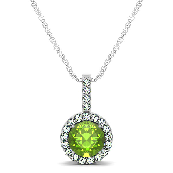 Gorgeous Round Peridot Halo Necklace