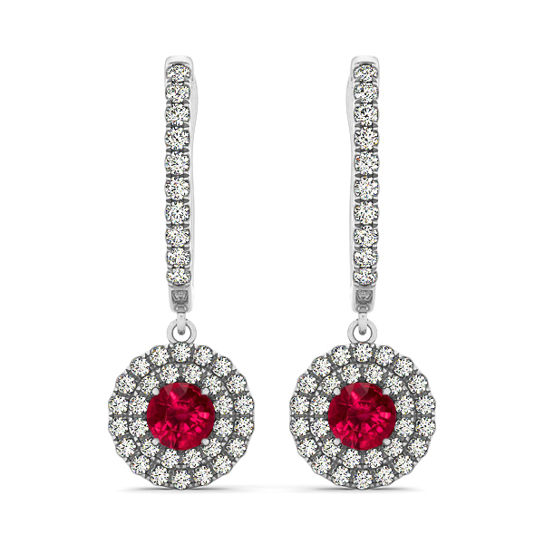 Dangle Ruby with Diamond Earrings
