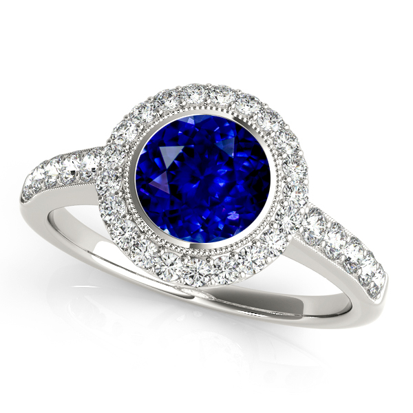Astounding Bezel Setting Halo Sapphire Engagement Ring
