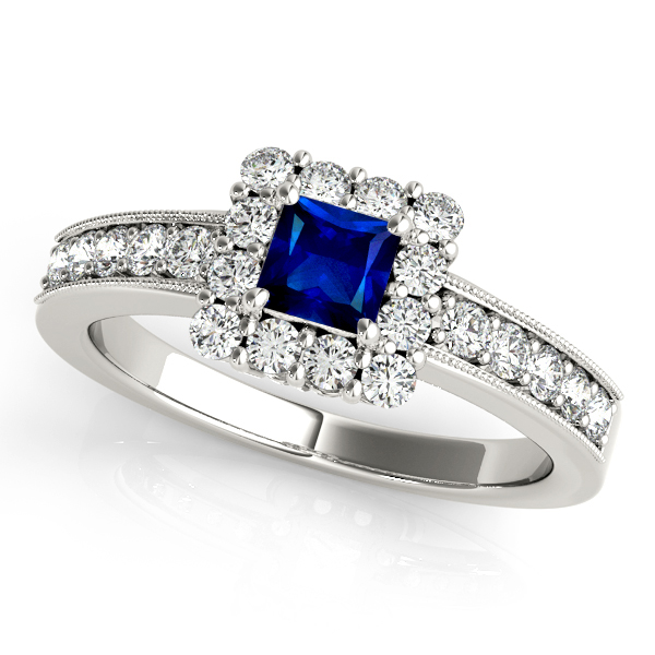 Trendy Princess Cut Sapphire Engagement Ring Vintage Filigree