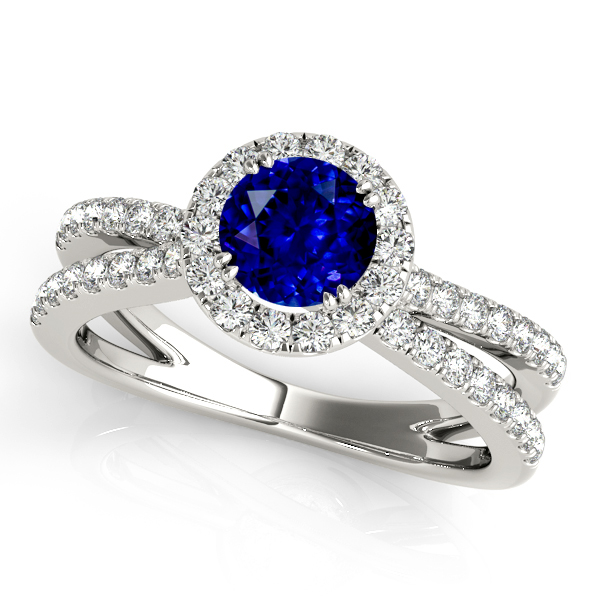 Unequaled Split Shank Engagement Ring with Round Sapphire