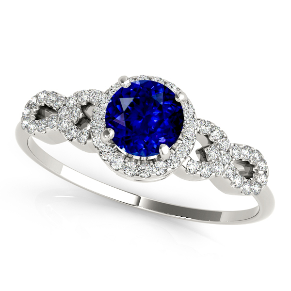 Peculiar Infinity Sapphire Engagement Ring with Round Halo