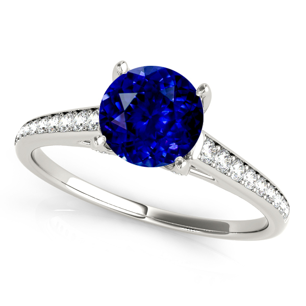 Stylish Sapphire Engagement Ring with Unique Side Stones