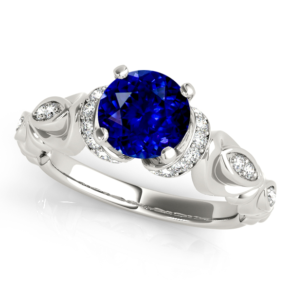 Vintage Sapphire Side Stone Accent Engagement Ring