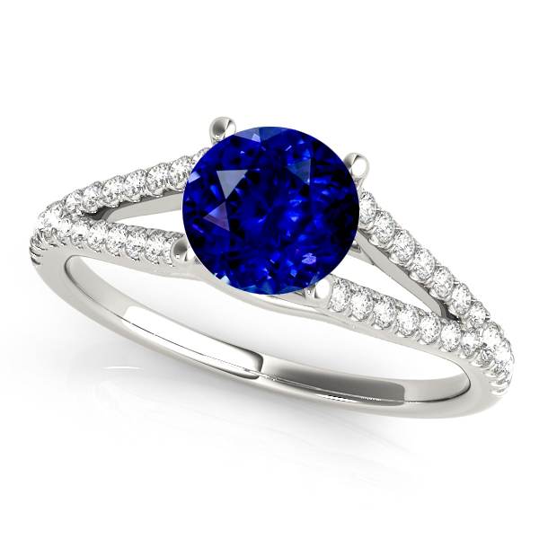 Fine Split Shank Sapphire White Gold Engagement Ring