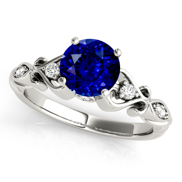 Heart Side Stone Vintage Sapphire Engagement Ring