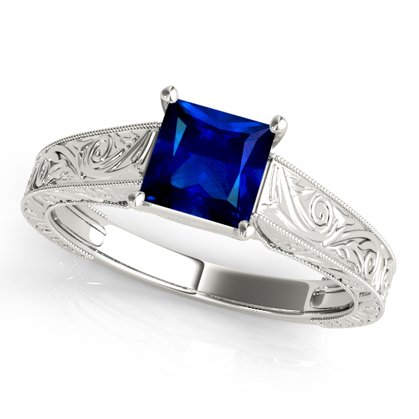 Exquisite Princess Cut Sapphire Vintage Engagement Ring
