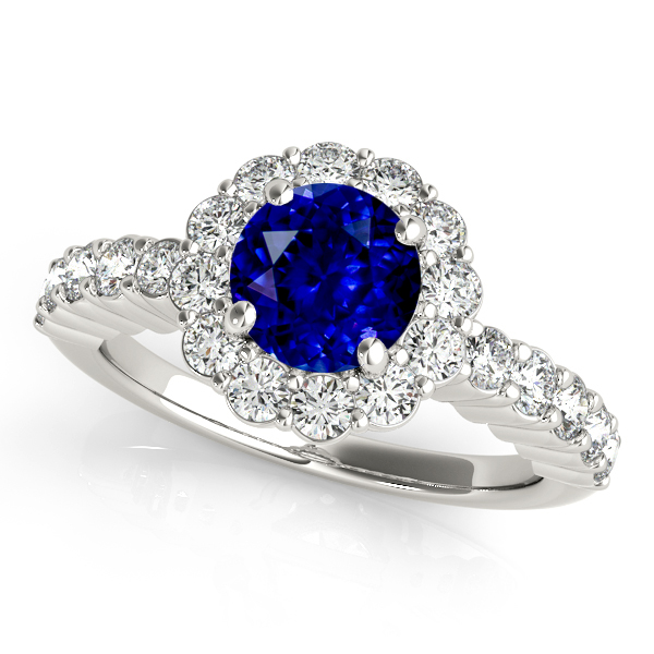 Exceptional Harmonica Flower Halo Sapphire Engagement Ring