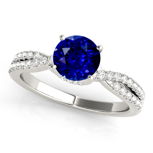 Stylish Sapphire Engagement Ring with Accent Diamonds