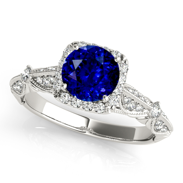 Vintage Halo Sapphire Engagement Ring