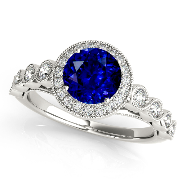 Magnificent Vintage Filigree Sapphire Halo Engagement Ring