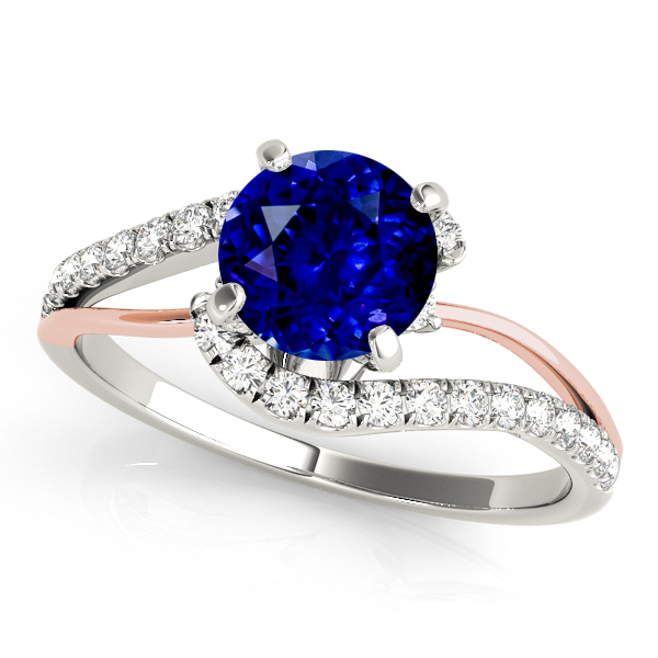 Fine Two Tone Gold Bypass Sapphire Engagement Ring