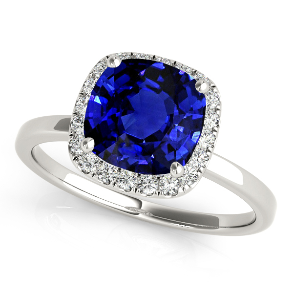 Magnificent Cushion Cut Sapphire Halo Engagement Ring