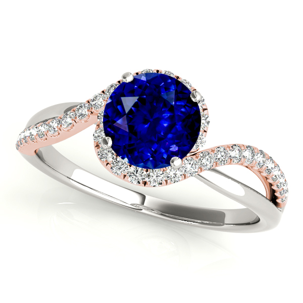 Sapphire Engagement Ring with Glamorous White and Rose Gold Bypass