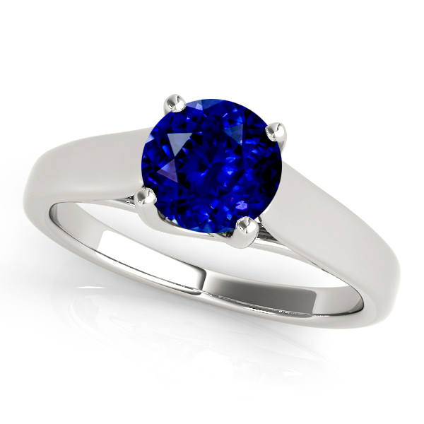Round Cut Sapphire Solitaire Engagement Ring