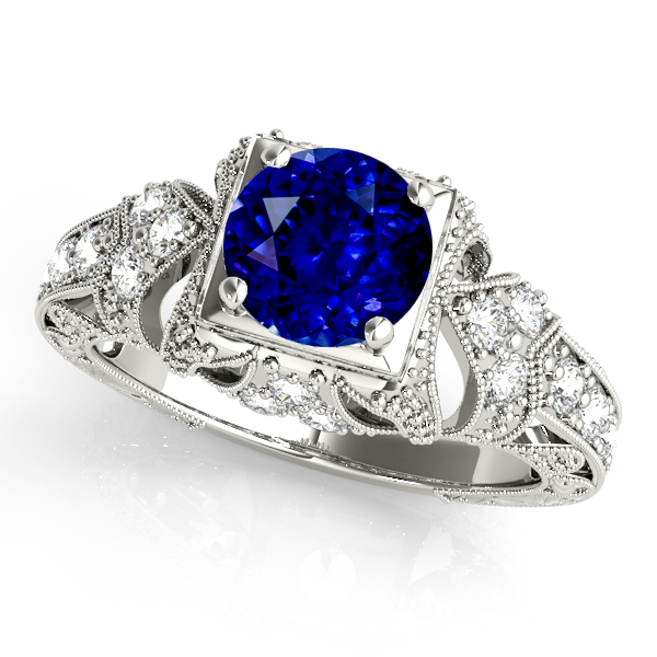 Extravagant Vintage Engagement Ring Round Sapphire