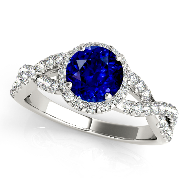White Gold Infinity Halo Sapphire Engagement Ring