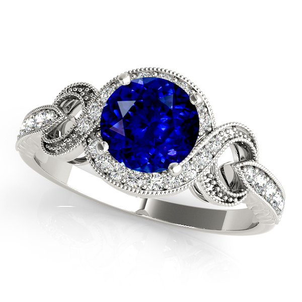 Extraordinary Infinity Halo Sapphire Vintage Enagement Ring