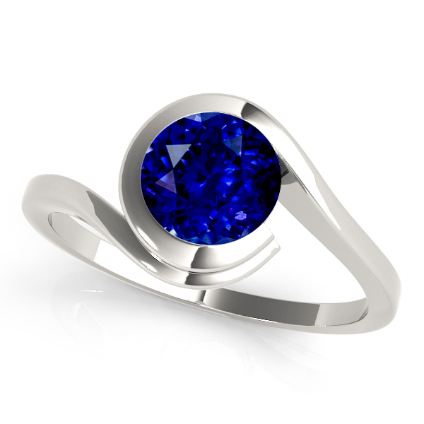 White Gold Sapphire Engagement Ring Solitaire Bypass