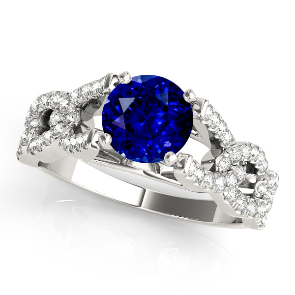 Unique White Gold Chain Sapphire Engagement Ring