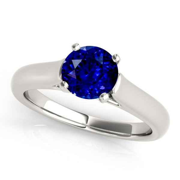 Solitaire Sapphire Engagement Ring in White Gold