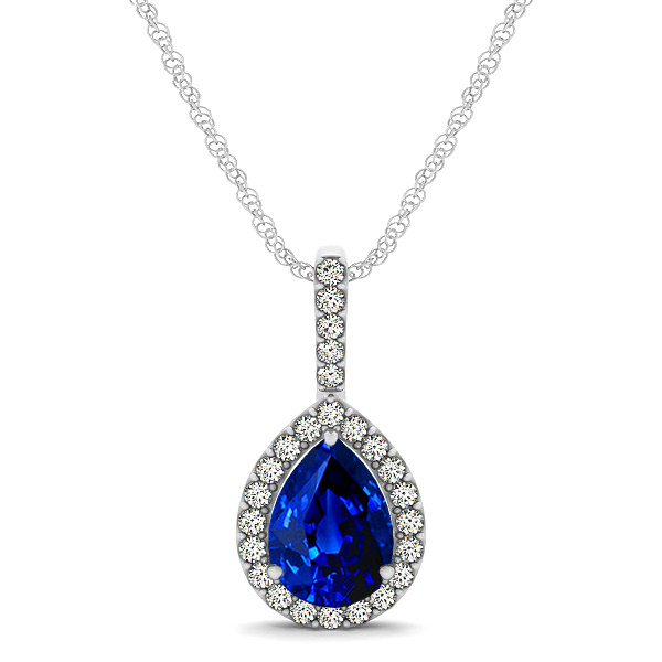 Classic Drop Necklace with Pear Cut Sapphire Pendant