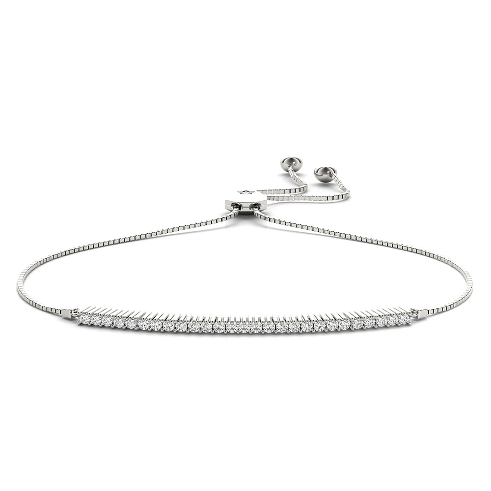 Elegant Couture Slider Tennis Bracelet 1/3 CT Diamonds 14K White Gold